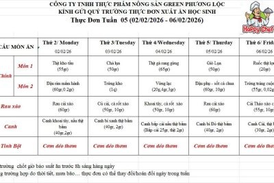 Thực đơn Tuần 05 (02/02/2026 đến 06/02/2026)